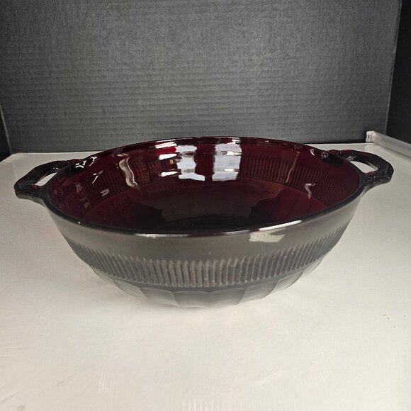 Anchor Hocking Royal Ruby Red Coronation. Two Handles. Depression Glass Bowl - Picture 8 of 12